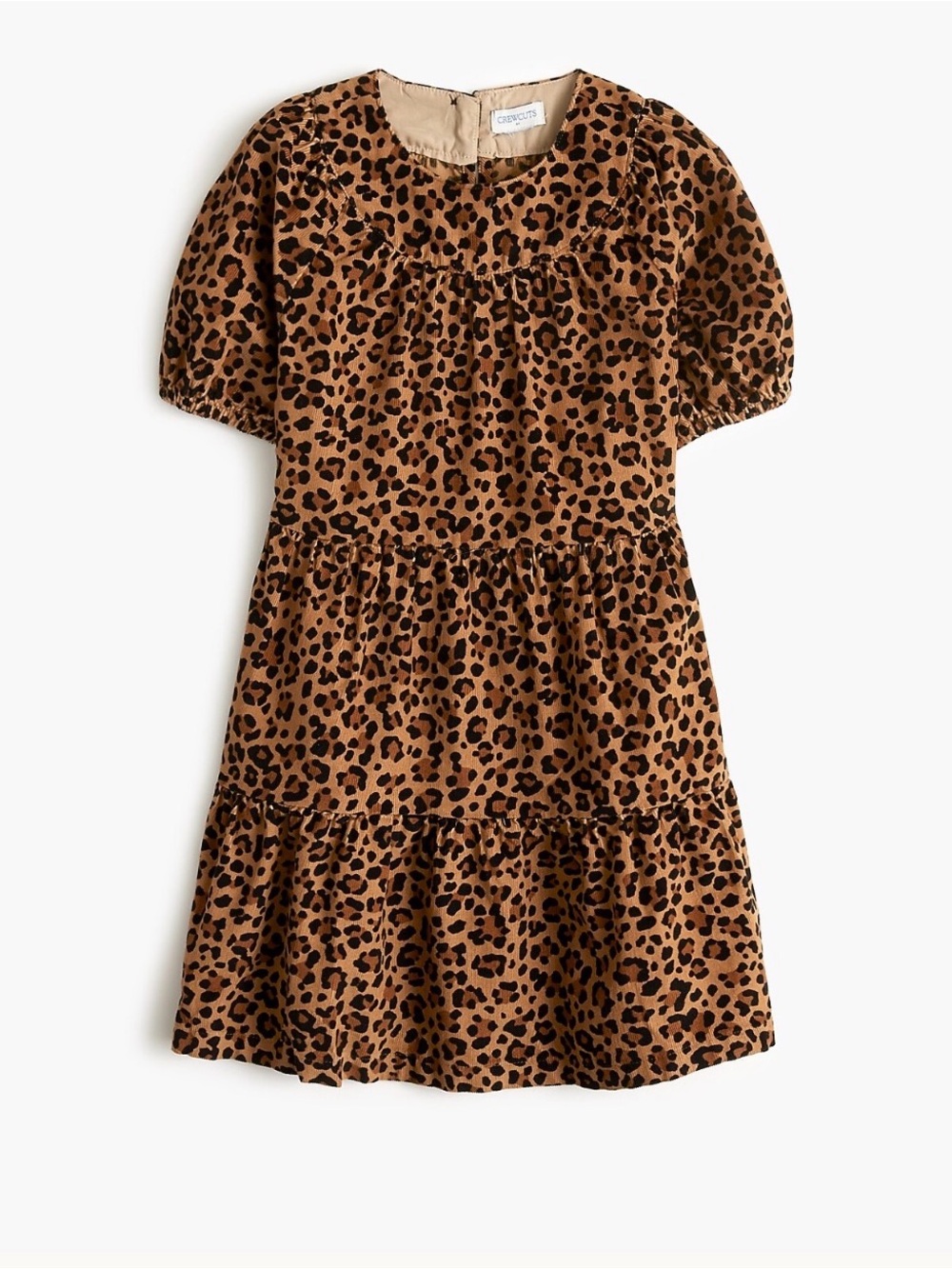 Crewcuts Leopard Print Puff Sleeve Dress - Brown & Black